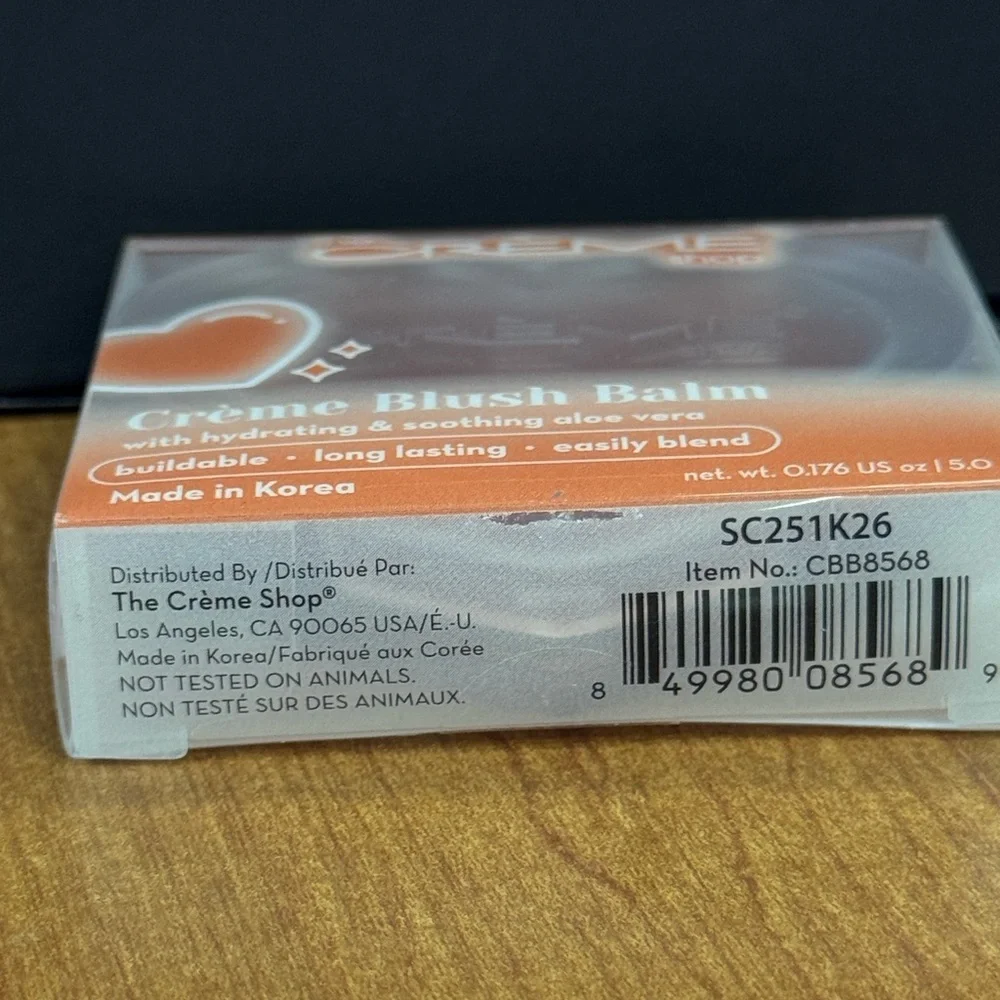 The Creme Shop Creme Blush Balm “Teddy Bear” Aloe Vera‎ Buildable Long Lasting